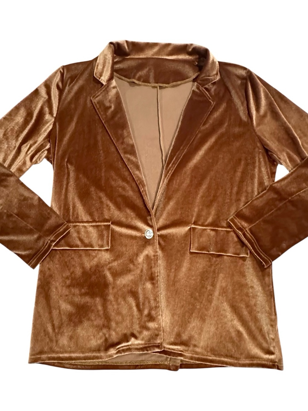 Women's Velvet Blazer Jacket in Brown